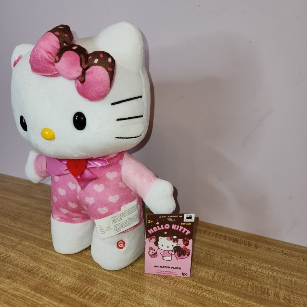 HELLO KITTY 14” Happy Shuffle, Pink Hearts Plush - Picture 4 of 9